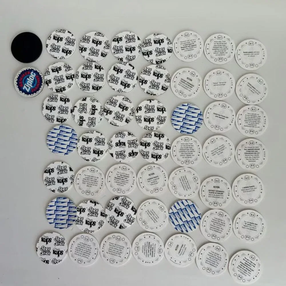 Vintage Ziploc Space Caps Pogs Milk Caps Game Lot w/ Slammer 90s Toy Son
